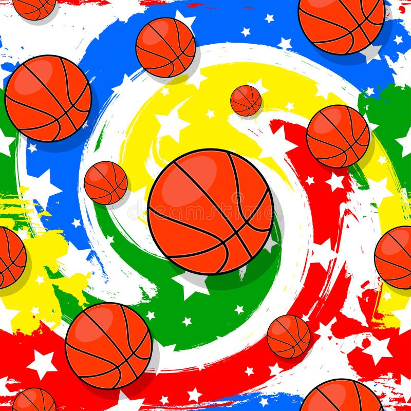 The Seamless Pattern on the Basketball Theme. Stock Vector