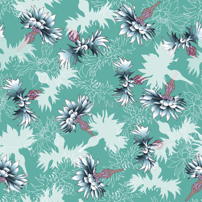 Floral texture for fabric. Seamless ornament of flowers on a green background. Vintage texture for decoration of fabric, tile and vector illustration Floral texture for fabric. Seamless ornament of flowers on a green background. Vintage texture for decoration of fabric, tile and vector illustration