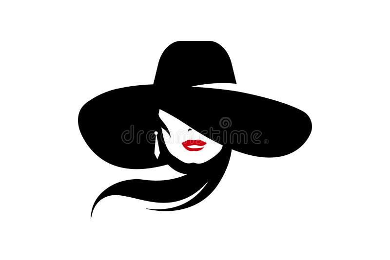 Woman in hat, logo, vector editable file royalty free illustration