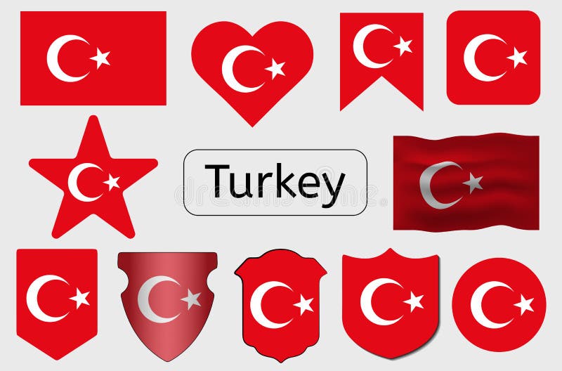 Turkey Country Flag Icon, Turkish Flag Vector Illustration, Europe