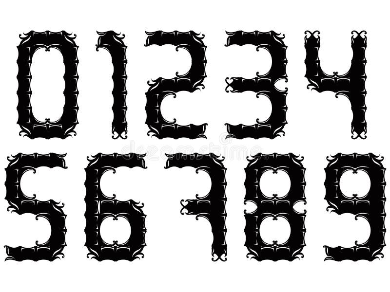 Decorative numbers isolated on white background. Vector numerals. vector illustration