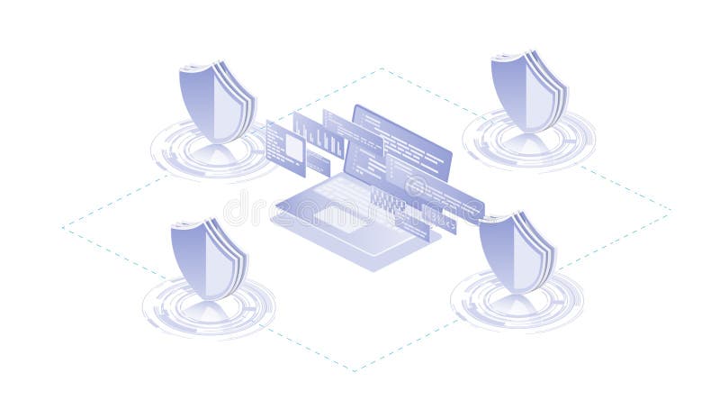 Isometric Protection network security and royalty free illustration