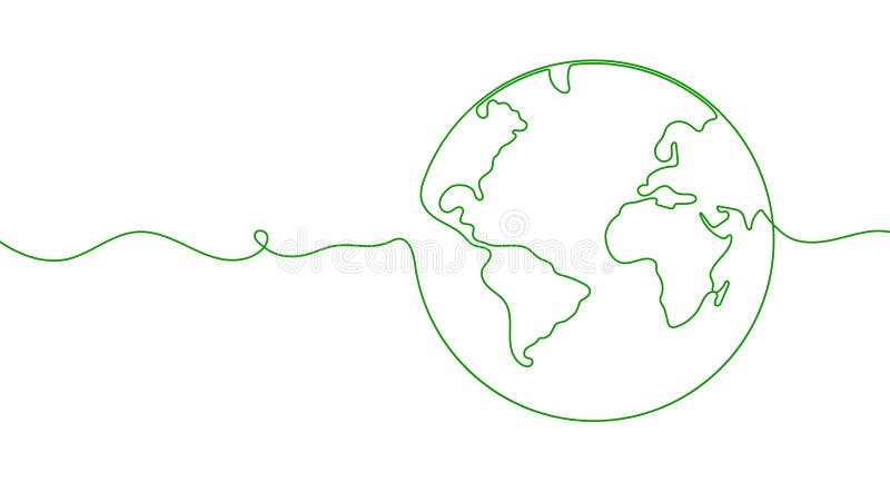 One continuous line of World globe. Continuous line drawing of Earth globe. Planet symbol. royalty free illustration