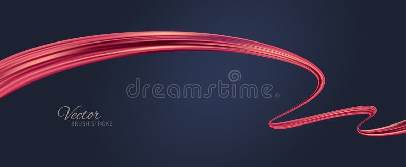 Red flow wave. Red paint brush stroke. Flow design element. Abstract red ribbon. stock illustration