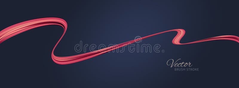 Red flow wave. Red paint brush stroke. Flow design element. Abstract red ribbon. stock illustration