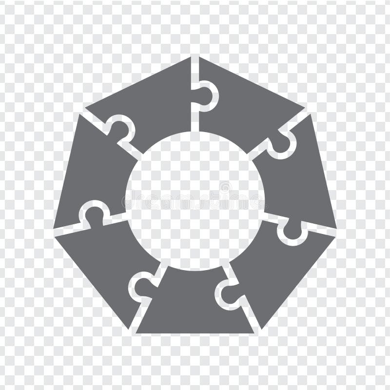 Simple icon heptagon puzzle in gray. Simple icon polygon puzzle of the seven elements on transparent background royalty free illustration.