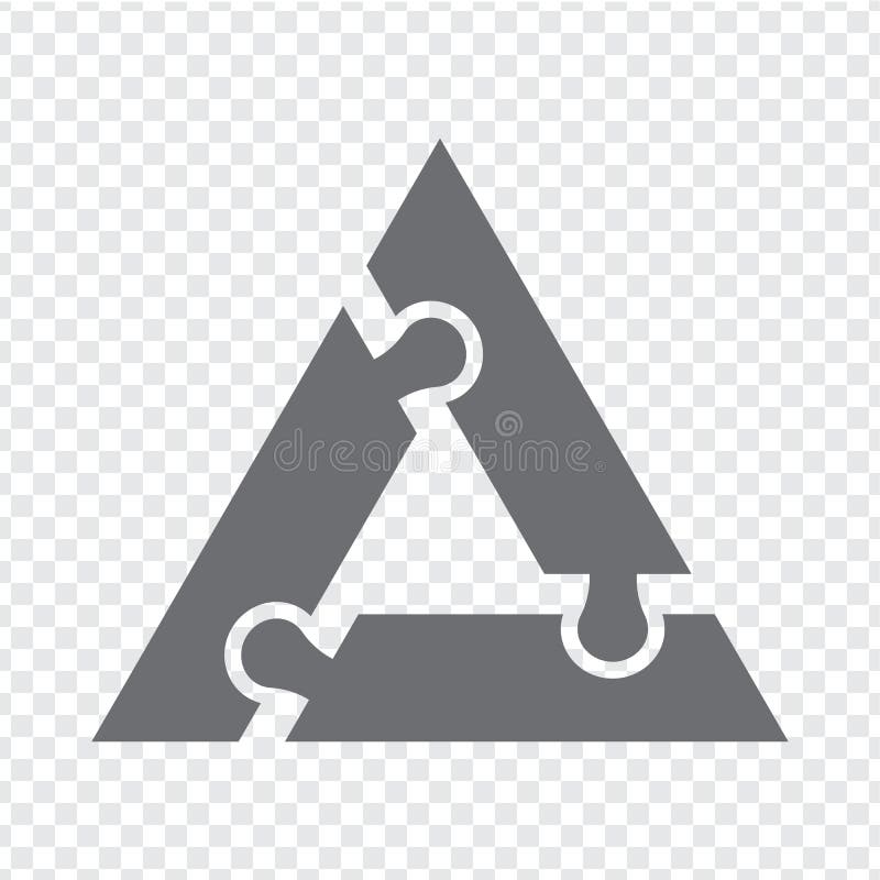 Simple icon triangle puzzle in gray. Simple icon triangle puzzle of the three elements on transparent background for your web sit stock illustration