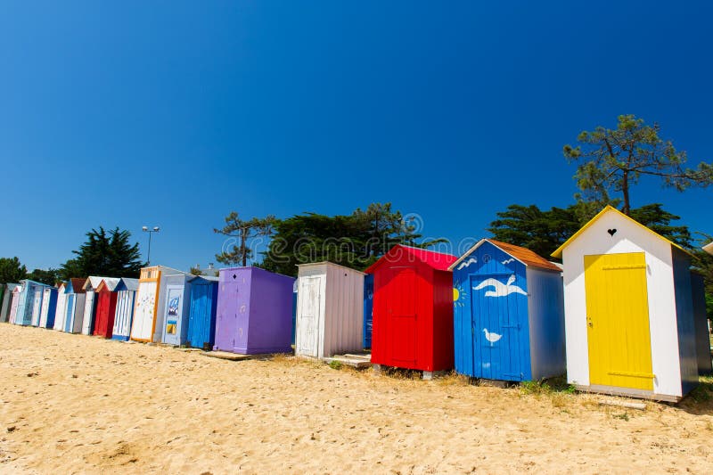 Остров Oleron хат пляжа стоковые изображения Остров Oleron хат пляжа стоковые изображения