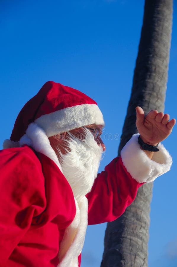 отель santa claus находится на тропическом пляже стоковое фото