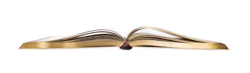 Открытая книга с золотыми краями, изолированными на белом фоне стоковое фото Открытая книга с золотыми краями, изолированными на белом фоне стоковое фото