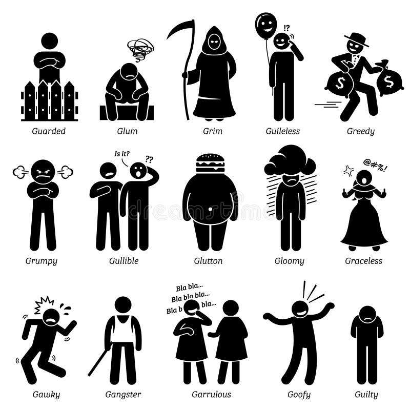 Отрицательные черты характера Clipart личностей бесплатная иллюстрация Отрицательные черты характера Clipart личностей бесплатная иллюстрация