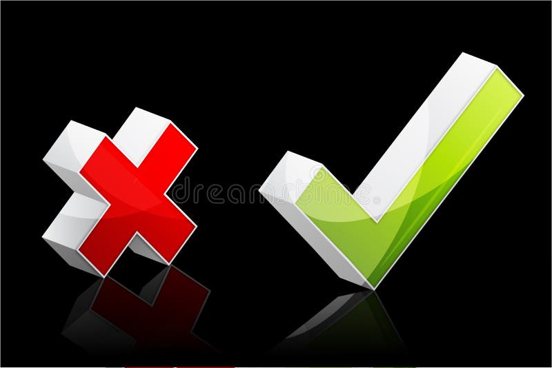 Illustration of yes and no signs on white background. Illustration of yes and no signs on white background