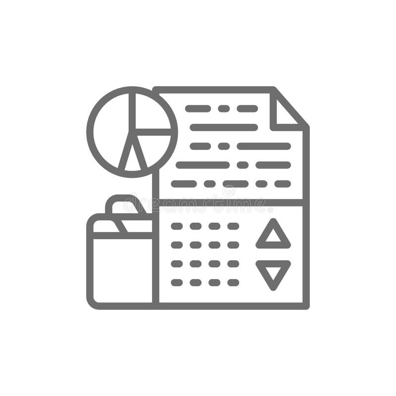 Отчет о диаграммы акций компании, доход, перевод дивидендов, диаграммы роста индекса, онлайн торгуя линия значок иллюстрация вектора Отчет о диаграммы акций компании, доход, перевод дивидендов, диаграммы роста индекса, онлайн торгуя линия значок иллюстрация вектора
