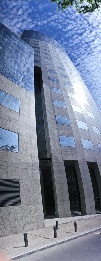 Panoramic view of an office building. (film scan, Horizon non standard panoramic ratio 2.4:1). Panoramic view of an office building. (film scan, Horizon non standard panoramic ratio 2.4:1)
