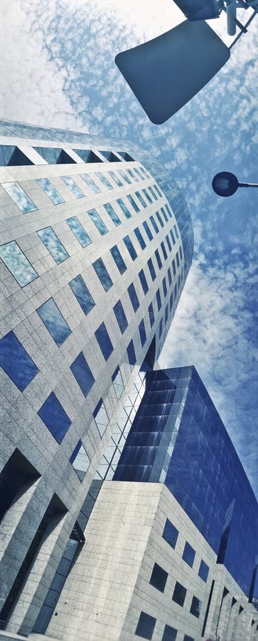 Panoramic view of an office building. (film scan, Horizon non standard panoramic ratio 2.4:1). Panoramic view of an office building. (film scan, Horizon non standard panoramic ratio 2.4:1)