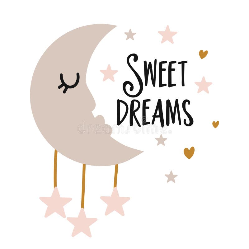 Оформление луны sweet dreams мило. иллюстрация вектора