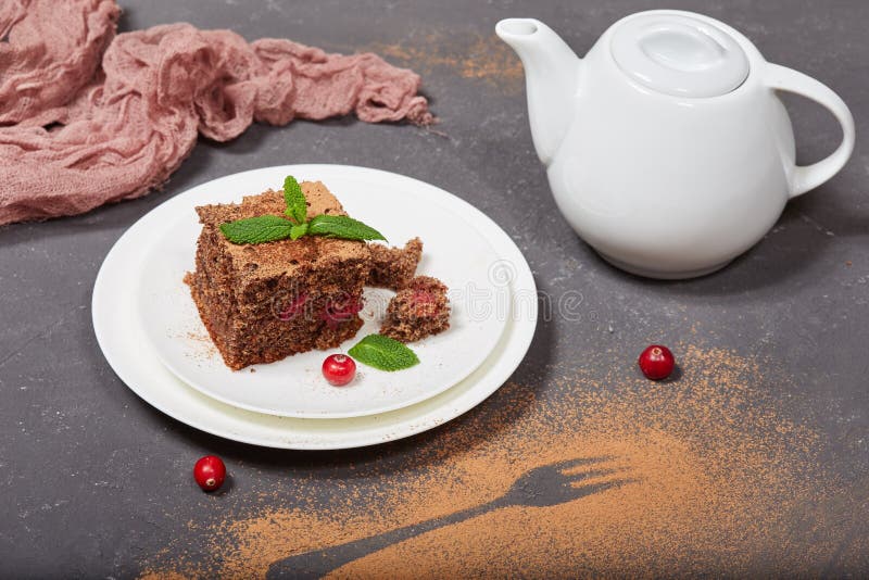 Очень вкусный торт печенья шоколада с клюквами стоковые изображения Очень вкусный торт печенья шоколада с клюквами стоковые изображения