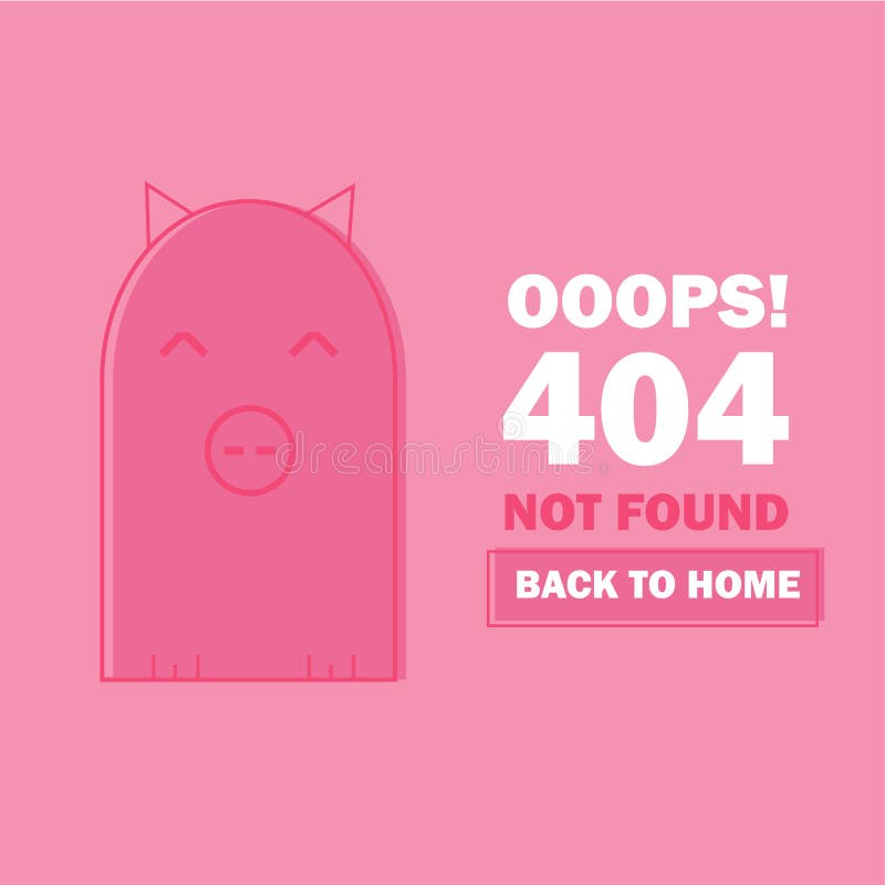 Ошибка 404 с милой свиньей шаржа Шаблон страницы найденный для сообщения вебсайта бесплатная иллюстрация Ошибка 404 с милой свиньей шаржа Шаблон страницы найденный для сообщения вебсайта бесплатная иллюстрация