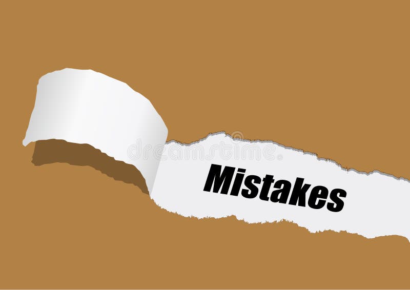 Mistakes text with brown tear drop paper. Mistakes text with brown tear drop paper.
