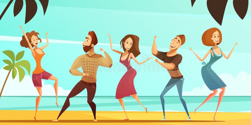 Танцующие люди на пляжах рисунок