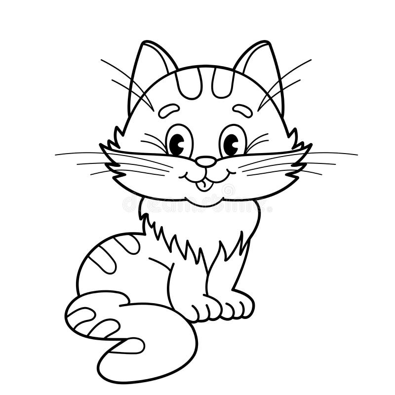 Coloring Page Outline Of cartoon fluffy cat. Coloring book for kids. Coloring Page Outline Of cartoon fluffy cat. Coloring book for kids.