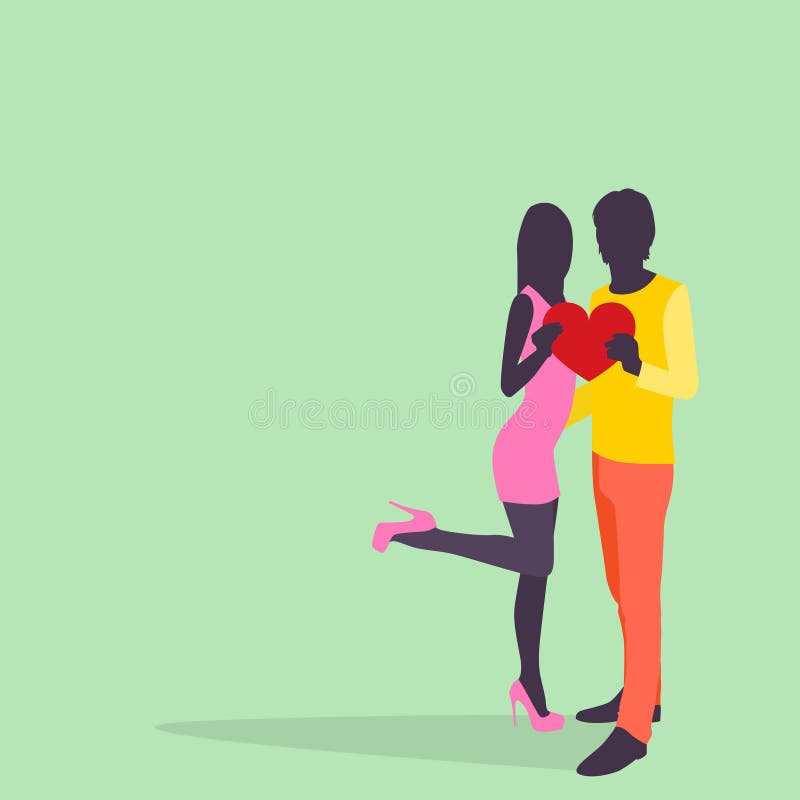 Платье моды объятия сердца владением любовников пар силуэта красочное иллюстрация штока