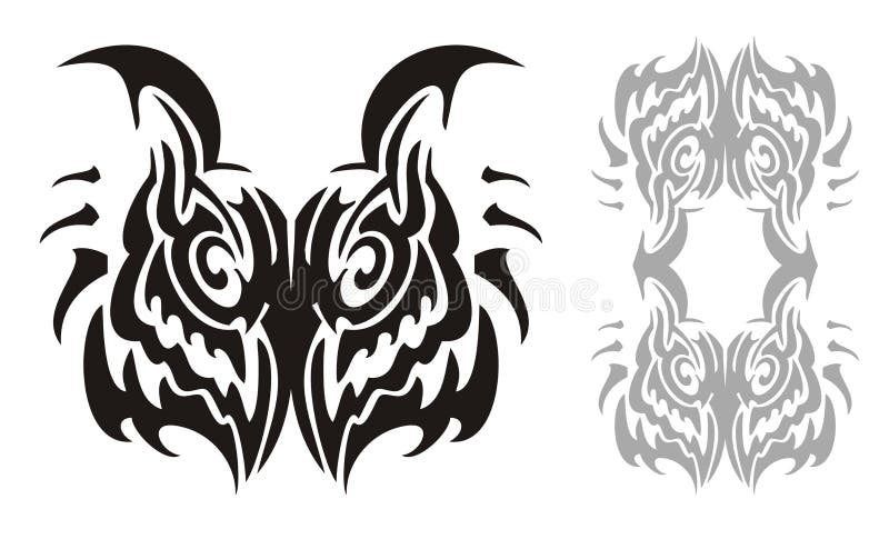 Племенная рамка головы horned сыча и сыча иллюстрация вектора Племенная рамка головы horned сыча и сыча иллюстрация вектора