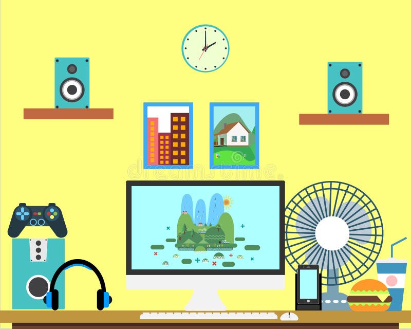 Плоское знамя сети рабочего места Плоское место для работы иллюстрации gamer дизайна, концепции для дела, управления, стратегии иллюстрация вектора Плоское знамя сети рабочего места Плоское место для работы иллюстрации gamer дизайна, концепции для дела, управления, стратегии иллюстрация вектора