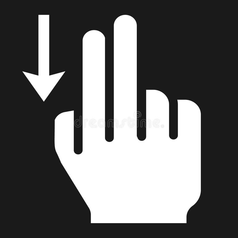 2 finger Swipe down solid icon, touch and hand gestures, mobile interface and drag down vector graphics, a filled pattern on a black background, eps 10. 2 finger Swipe down solid icon, touch and hand gestures, mobile interface and drag down vector graphics, a filled pattern on a black background, eps 10.