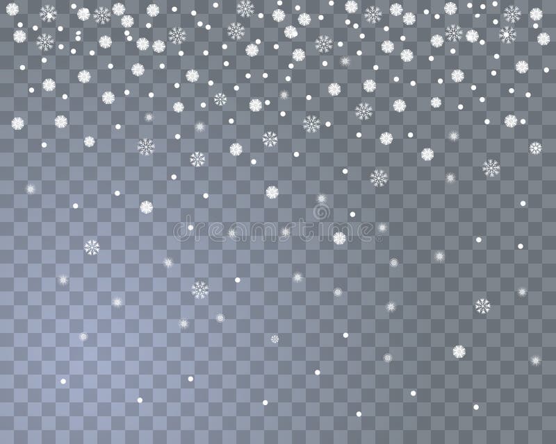 Снег падает на прозрачном фоне