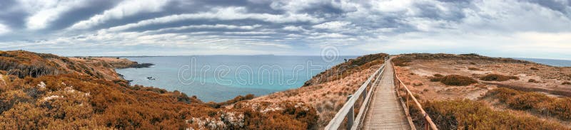 Панорама бдительности утеса пирамиды в острове Филиппа - Виктории, Aust стоковая фотография Панорама бдительности утеса пирамиды в острове Филиппа - Виктории, Aust стоковая фотография