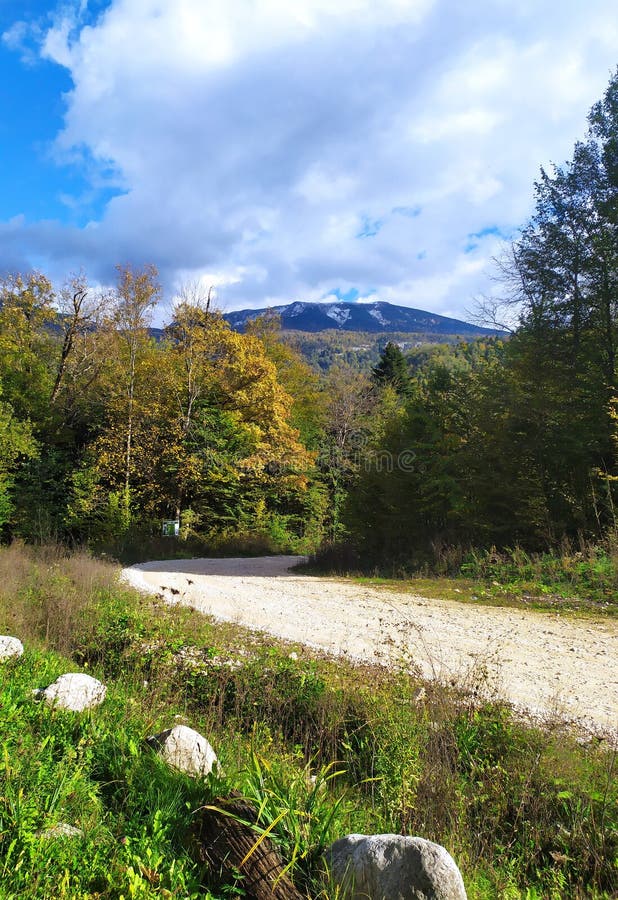 панорама горного хребта, открывающегося с трасс альпийского луга стоковое изображение rf