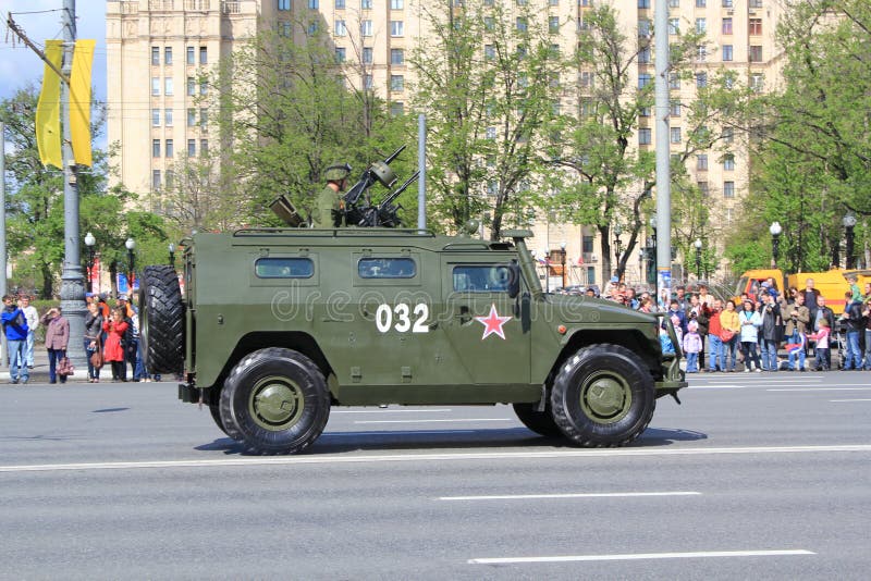 The military parade in Moscow streets armored equipment 233 014 TIGER GAS. The military parade in Moscow streets armored equipment 233 014 TIGER GAS