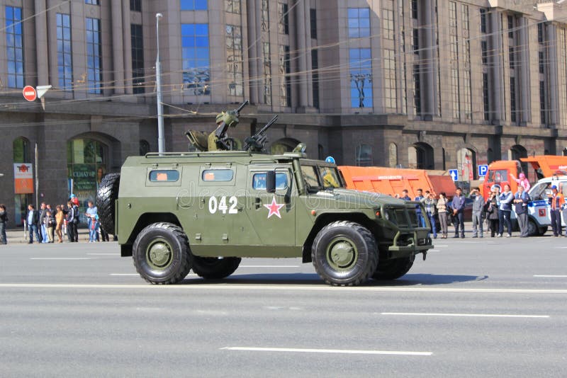 The military parade in Moscow streets armored equipment 233 014 TIGER GAZ. The military parade in Moscow streets armored equipment 233 014 TIGER GAZ