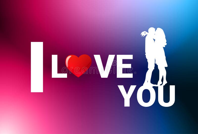 Пары силуэта целуя над красочной предпосылкой дня валентинки иллюстрация вектора