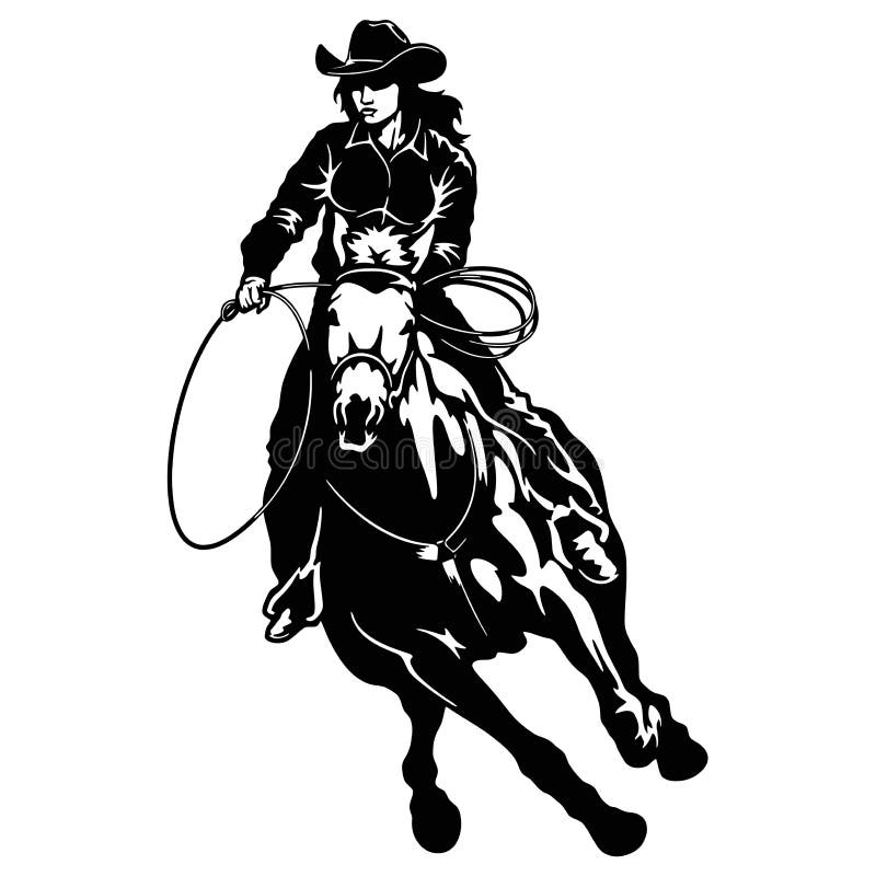 Rodeo Cowgirl riding a horse, Retro style Poster. Cowboy Silhouette, Vector Clip Art, Cut Ready vector illustration isolated. Rodeo Cowgirl riding a horse, Retro style Poster. Cowboy Silhouette, Vector Clip Art, Cut Ready vector illustration isolated
