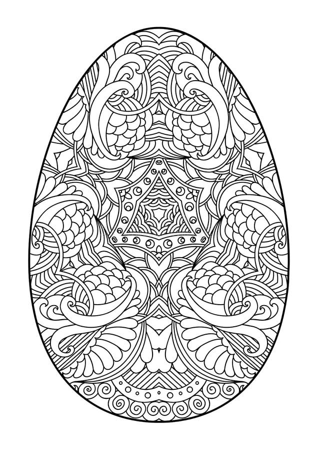 Пасхальное яйцо Zentangle черно-белое декоративное иллюстрация вектора