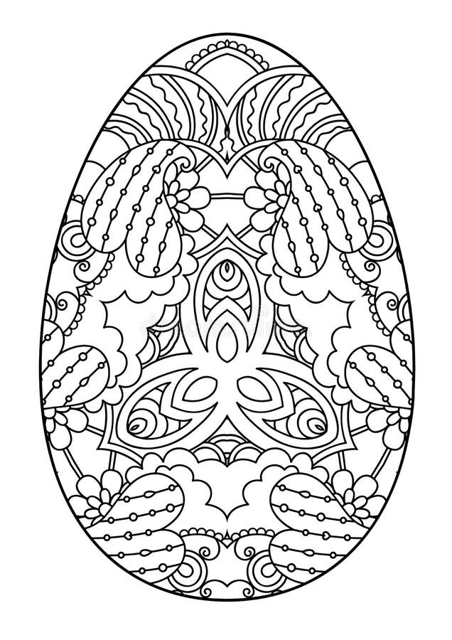 Пасхальное яйцо Zentangle черно-белое декоративное иллюстрация штока