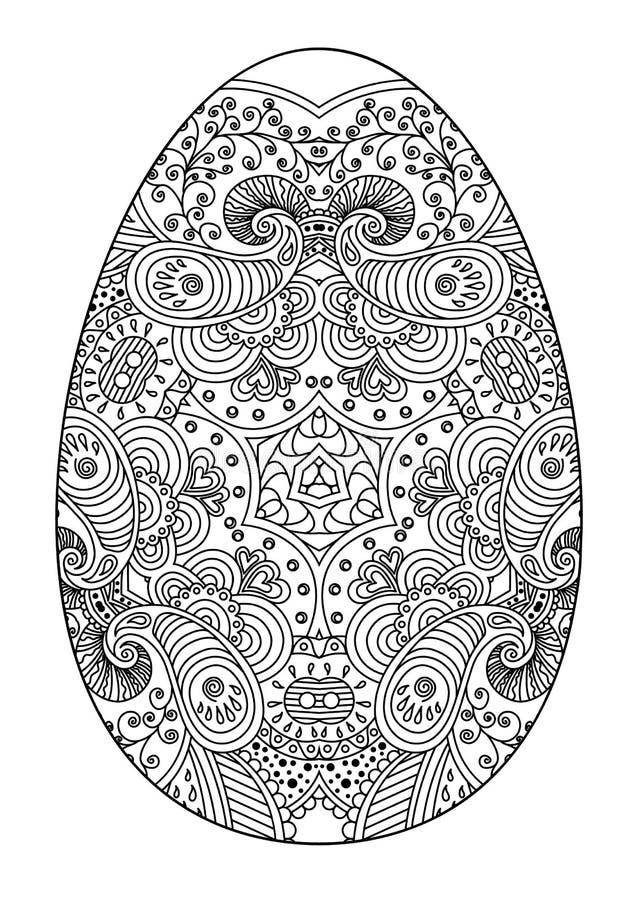 Пасхальное яйцо Zentangle черно-белое декоративное иллюстрация вектора