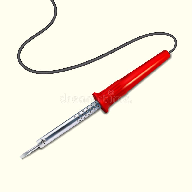 Soldering iron with a red handle. Soldering iron with a red handle.