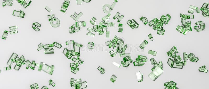перевод 3d Алфавит дезинтегрированный в воздухе иллюстрация вектора