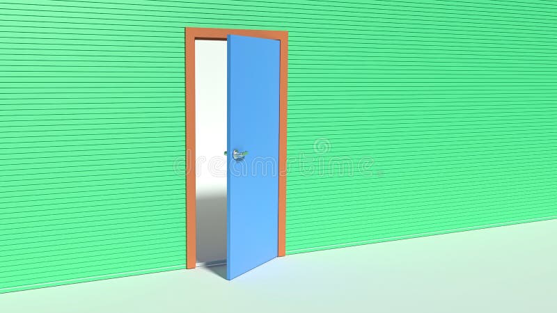 Перевод 3d раскрытый дверью иллюстрация штока Перевод 3d раскрытый дверью иллюстрация штока