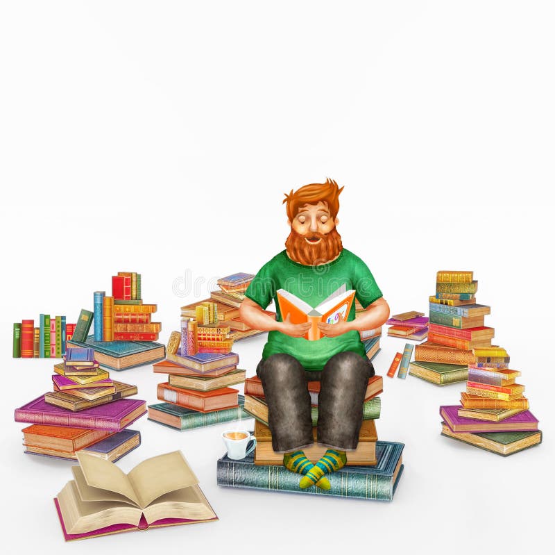 перевод иллюстрации 3D молодого человека имбиря читая книгу иллюстрация вектора перевод иллюстрации 3D молодого человека имбиря читая книгу иллюстрация вектора