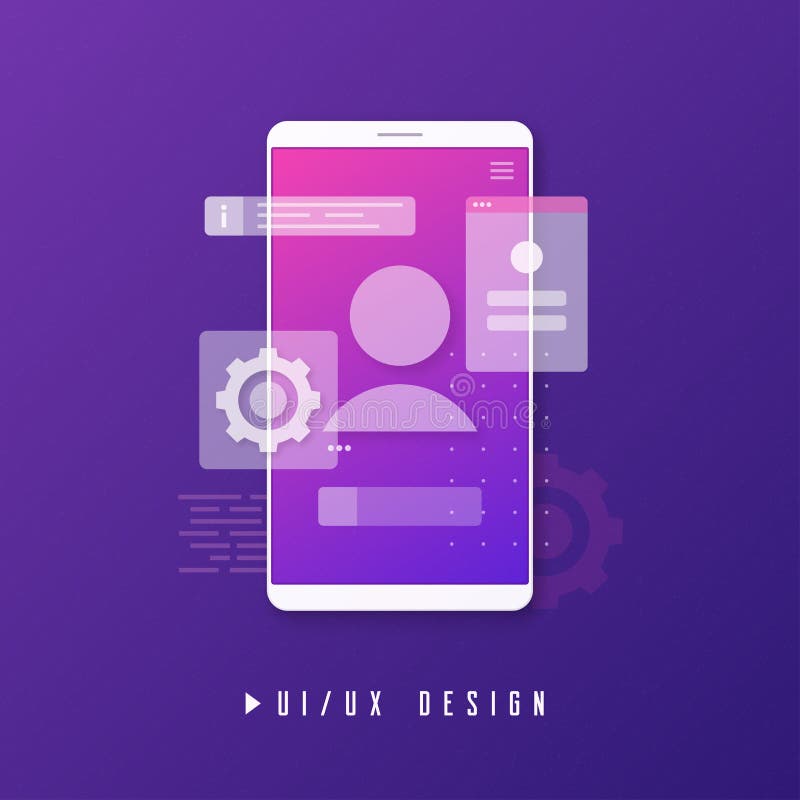 Передвижной дизайн ux ui, концепция развития app иллюстрация вектора