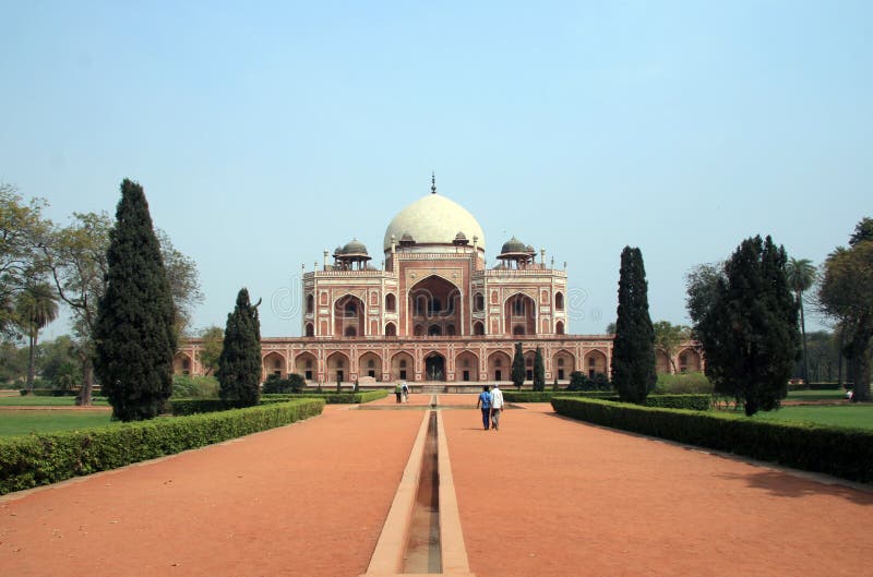 Humayun`s tomb Hindustani: Maqbara-i Humayun is the tomb of the Mughal Emperor Humayun in Delhi, India. The tomb was commissioned by Humayun`s first wife and chief consort, Empress Bega Begum also known as Haji Begum,[1][2][3][4][5][6][7] in 1558, and designed by Mirak Mirza Ghiyas and his son, Sayyid Muhammad,[8] Persian architects chosen by her.[9][10] It was the first garden-tomb on the Indian subcontinent,[11] and is located in Nizamuddin East, Delhi, India, close to the Dina-panah Citadel, also known as Purana Qila Old Fort, that Humayun found in 1533. It was also the first structure to use red sandstone at such a scale.[12][13] The tomb was declared a UNESCO World Heritage Site in 1993,[11] and since then has undergone extensive restoration work, which is complete. Humayun`s tomb Hindustani: Maqbara-i Humayun is the tomb of the Mughal Emperor Humayun in Delhi, India. The tomb was commissioned by Humayun`s first wife and chief consort, Empress Bega Begum also known as Haji Begum,[1][2][3][4][5][6][7] in 1558, and designed by Mirak Mirza Ghiyas and his son, Sayyid Muhammad,[8] Persian architects chosen by her.[9][10] It was the first garden-tomb on the Indian subcontinent,[11] and is located in Nizamuddin East, Delhi, India, close to the Dina-panah Citadel, also known as Purana Qila Old Fort, that Humayun found in 1533. It was also the first structure to use red sandstone at such a scale.[12][13] The tomb was declared a UNESCO World Heritage Site in 1993,[11] and since then has undergone extensive restoration work, which is complete