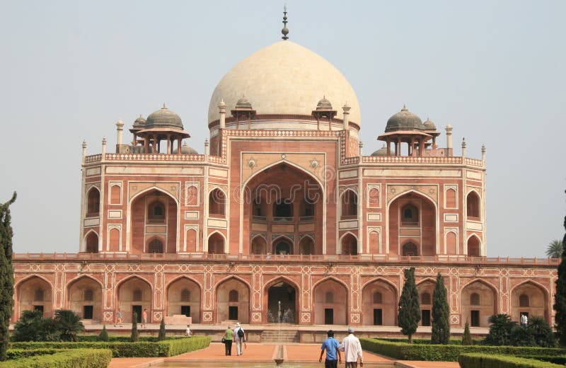 Humayun`s tomb Hindustani: Maqbara-i Humayun is the tomb of the Mughal Emperor Humayun in Delhi, India. The tomb was commissioned by Humayun`s first wife and chief consort, Empress Bega Begum also known as Haji Begum,[1][2][3][4][5][6][7] in 1558, and designed by Mirak Mirza Ghiyas and his son, Sayyid Muhammad,[8] Persian architects chosen by her.[9][10] It was the first garden-tomb on the Indian subcontinent,[11] and is located in Nizamuddin East, Delhi, India, close to the Dina-panah Citadel, also known as Purana Qila Old Fort, that Humayun found in 1533. It was also the first structure to use red sandstone at such a scale.[12][13] The tomb was declared a UNESCO World Heritage Site in 1993,[11] and since then has undergone extensive restoration work, which is complete. Humayun`s tomb Hindustani: Maqbara-i Humayun is the tomb of the Mughal Emperor Humayun in Delhi, India. The tomb was commissioned by Humayun`s first wife and chief consort, Empress Bega Begum also known as Haji Begum,[1][2][3][4][5][6][7] in 1558, and designed by Mirak Mirza Ghiyas and his son, Sayyid Muhammad,[8] Persian architects chosen by her.[9][10] It was the first garden-tomb on the Indian subcontinent,[11] and is located in Nizamuddin East, Delhi, India, close to the Dina-panah Citadel, also known as Purana Qila Old Fort, that Humayun found in 1533. It was also the first structure to use red sandstone at such a scale.[12][13] The tomb was declared a UNESCO World Heritage Site in 1993,[11] and since then has undergone extensive restoration work, which is complete