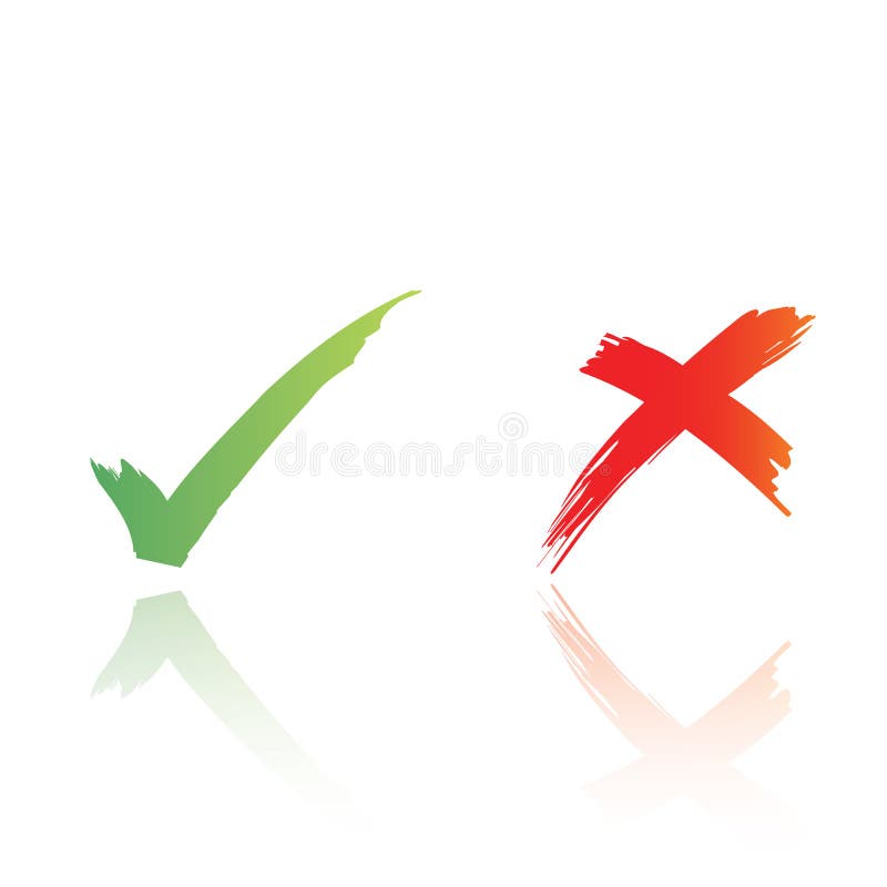 Hand written tick and cross in form. with clipping path. Hand written tick and cross in form. with clipping path.