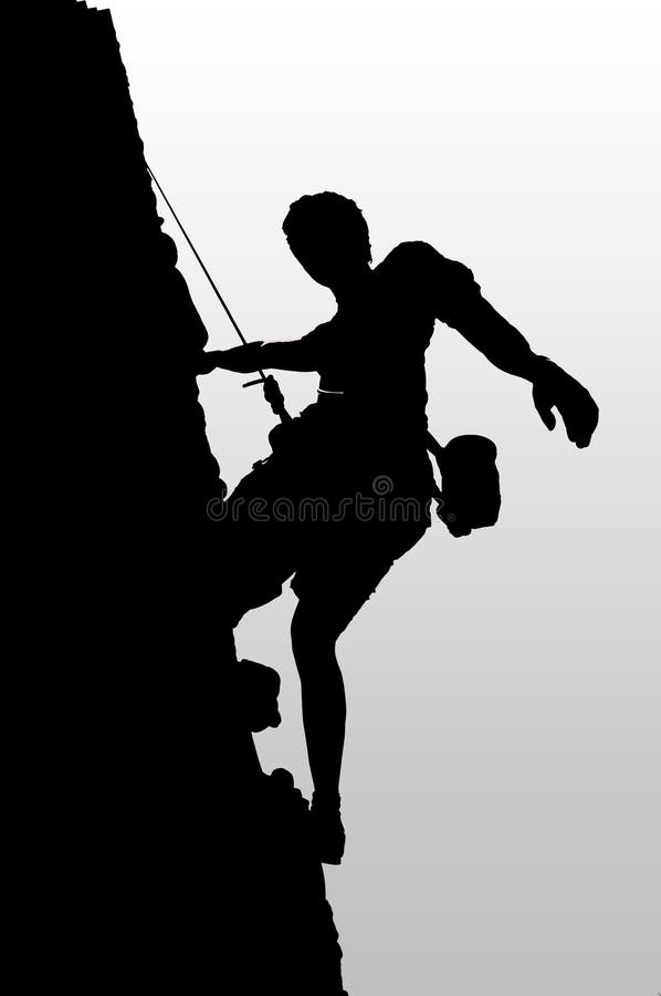Illustration of black silhouette on a rock or rock climbing. Illustration of black silhouette on a rock or rock climbing