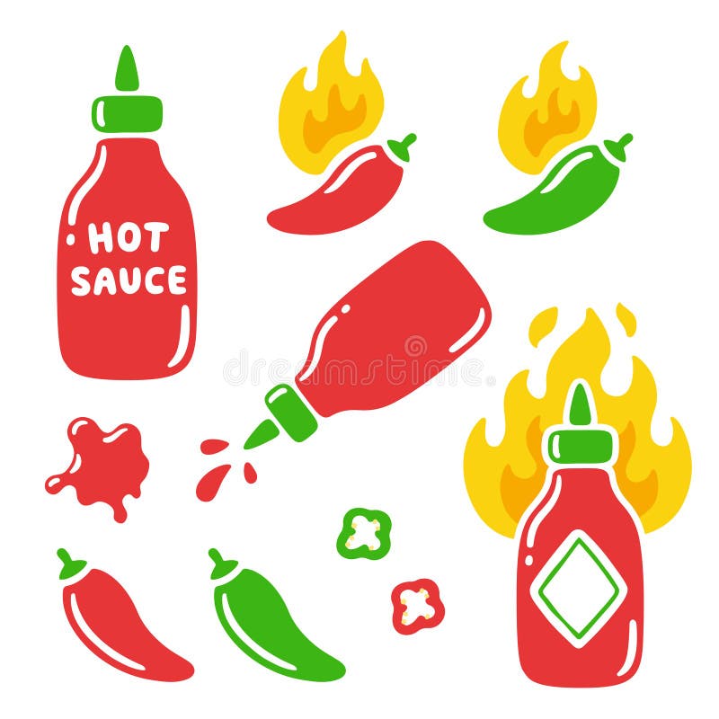 Перцы острого соуса и chili иллюстрация вектора