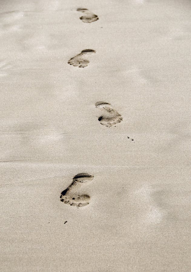 Isolated footprints in the sand. Isolated footprints in the sand.